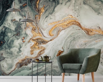 Modern Gold Marble Wallpaper – Removable Peel and Stick Mural