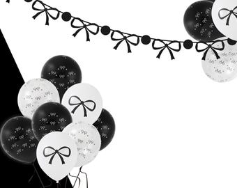 Black Bow Birthday Party Decorations Bow Banner 12 Inch Latex Bow Balloon Baby Shower Bachelorette Girl Coquette Birthday  Party  Supplies