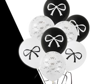 Black Bow Balloons Bow Themed Party Decorations 12 Inch Latex Bow Balloon Baby Shower Bachelorette Black Girl Bow Coquette Theme Birthday