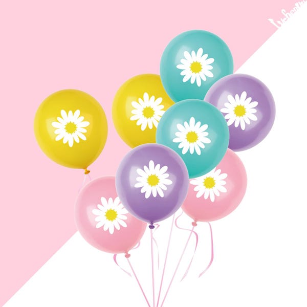 Daisy Party Decorations Flower Daisy Latex Balloons 12 Inch Spring Floral Tea Girls Baby Shower Easter Theme Birthday Party Supplies 40 Pcs