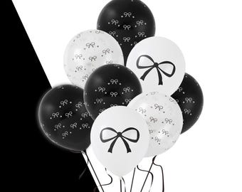 Black Bow Birthday Party Decorations Bow Balloons 12 Inch Latex Bow Balloon Black Girl Coquette Bow Birthday Theme Party Deco Supplies