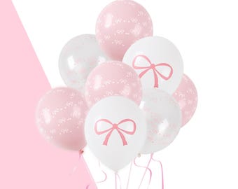 Bow Birthday Party Decorations Pink Latex Bow Balloons 12 Inch Baby Shower Bridal Bachelorette Girl Coquette Bow Theme Party Supplies