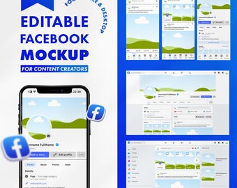 Profesjonalny i aktualny pakiet makiet Facebooka dla serwisu Canva – wersja mobilna i komputerowa