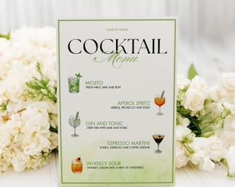 OLIVE WEDDING SUITE / Modello Canva per cartello con drink esclusivo
