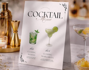 Modello Canva per menu matrimonio/cocktail VICTORIA
