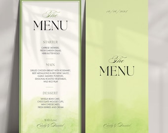 OLIVE WEDDING SUITE / Modello di menu di nozze modificabile Canva