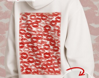Design con stampa di baci: maglietta e felpa con cappuccio per San Valentino