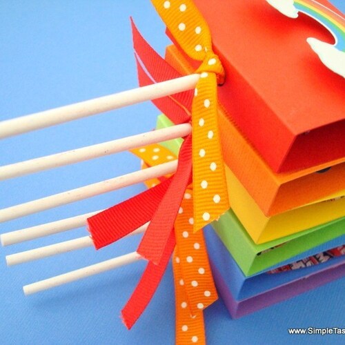 Rainbow Lollipop Covers, Rainbow Party Favors, Set of Ten