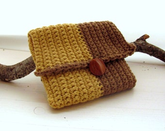 Clutch---Light brown and Mustard----100percentCotton.-Chrsitmas gift