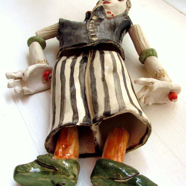 Valentijnsdag keramische marionet mobiele keramische marionet handgemaakt modern interieur zwart en wit