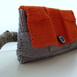 Clutch-Orange Grau ---- Cotton-Gray Button- Großes Geschenk für sie-Valentinstag kostenloser Versand