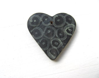 Valentine's Day Ceramic Necklace - jewelry.- BlacK  HeaRt Ceramic Necklace handmade