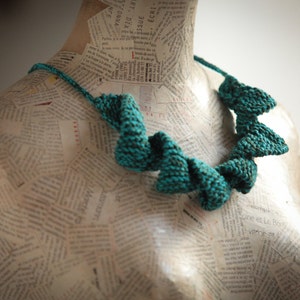 Christmas Gift jewelry Blue green Cotton jewelry Gift Textile jewelry Fiber jewelry .women handmade image 1