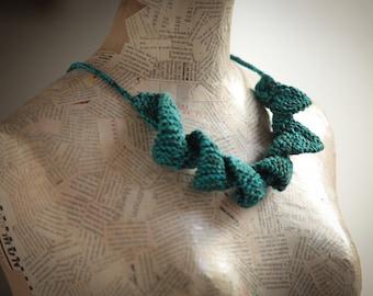 Christmas   Gift jewelry  Blue green Cotton jewelry Gift Textile jewelry  Fiber jewelry .women handmade