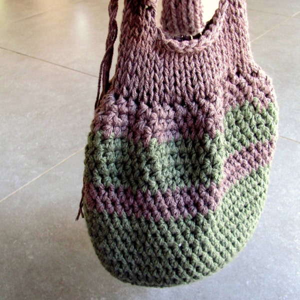 HipBag-Green&Brown....Cotton--accessories-Knitted bag-Chrsitmas gift-Suitable for day, evening--Gift under 50 USD