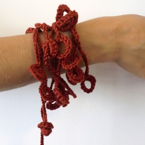 Textile jewelryRed wine Cotton.Necklace / Bracelet Christmas gift Free Shipping image 1