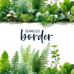 Bosvarens, aquarel naadloze gebladerterand, bos uitnodiging clipart png, wild gemengd varenpatroon, botanische illustratie varenblad