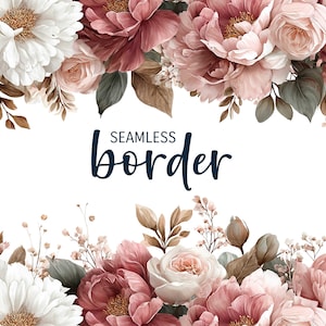 Jacarandá e argila, borda floral perfeita em aquarela, convite de casamento romântico clipart PNG, padrão de flor bege blush, azulejo botânico