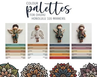 Fabric angel boys: colour palette for Ohuhu Honolulu 320 markers, alcohol marker color palette, colour scheme, colouring inspiration