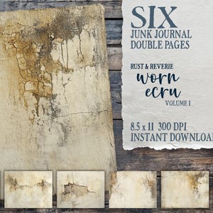Worn Ecru Vol 1, concrete junk journal, distressed pages, weathered textures, grunge collage, industrial printable, neutral paper, scrapbook