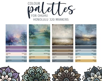 Ethereal landscapes: colour palette for Ohuhu Honolulu 320 markers, alcohol marker color palette, colour scheme, colouring inspiration