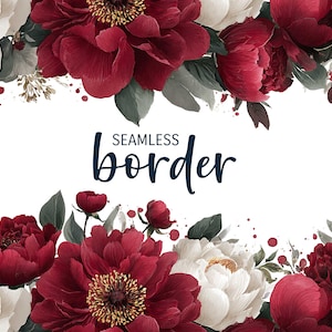 Rot und Weiß, aquarellfarbener Rahmen, Vintage Hochzeitseinladung Clipart PNG, romantisches rosa Pfingstrosen Blumenmuster, botanisches Muster