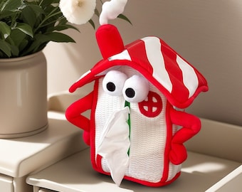 House-shaped Tissue Box, Tissue Holder, Fabric Tissue Dispenser,Napkin Holder,Living Room Tissue Box, Tissue Holder,Creative Home Decor