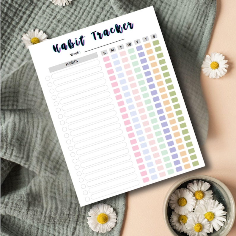 Editable Weekly Habit Tracker: Printable Goal Planner (digital Download ...