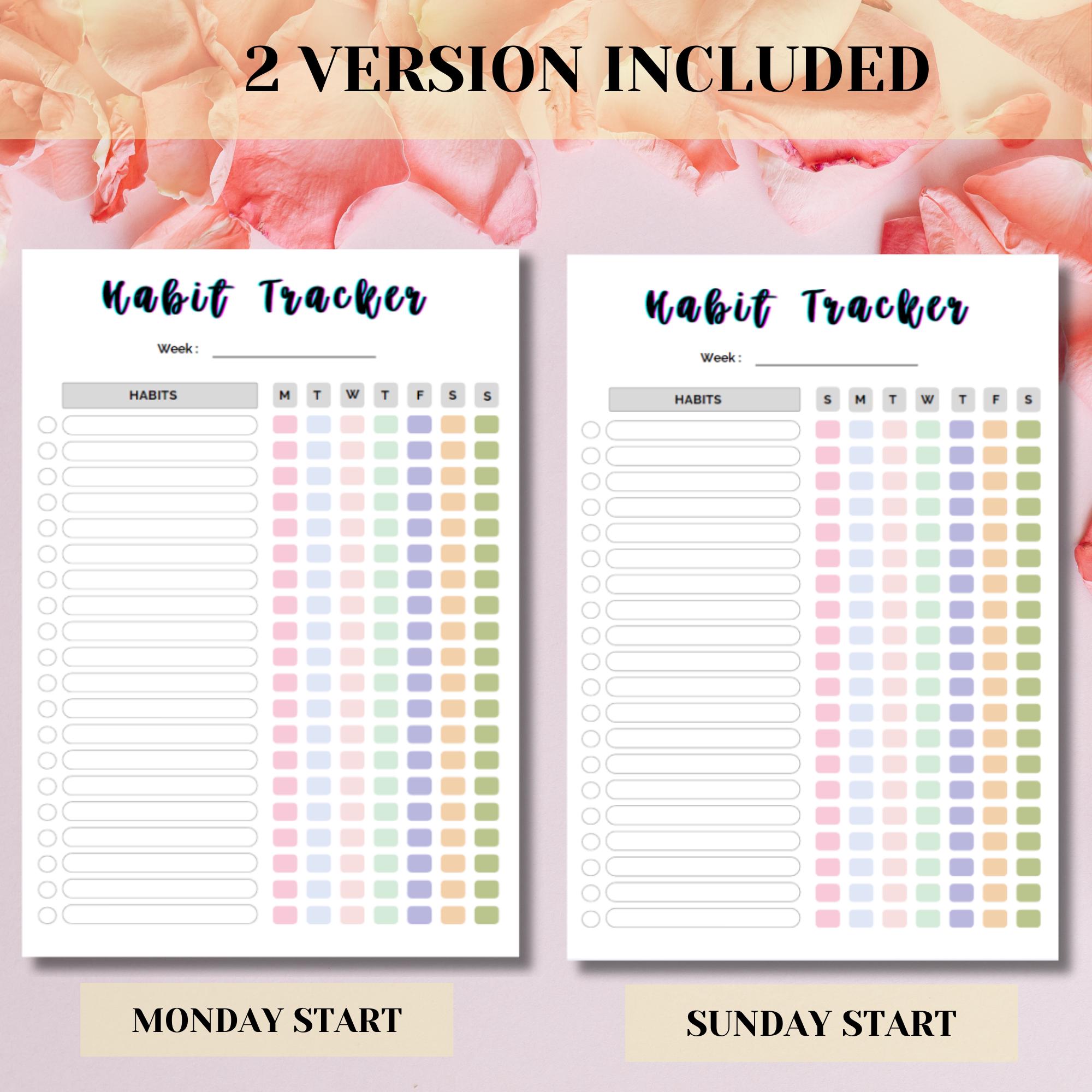 Editable Weekly Habit Tracker: Printable Goal Planner (digital Download ...