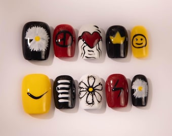 GD G-Dragon Concert Manicure/Big Bang GD Fan Support Nails/Color Series Patch Nails
