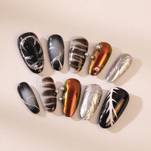 Uñas postizas personalizadas/uñas postizas para fiestas/escamas para uñas/regalo de uñas de boda/uñas japonesas/uñas largas/uñas almendradas