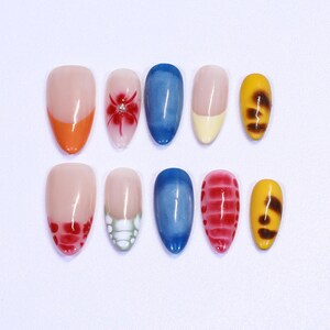 Uñas prensadas hechas a mano: Diseño de uñas almendradas personalizado