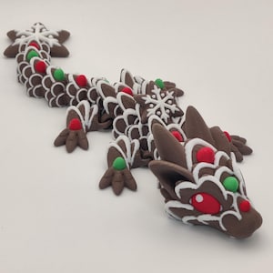 Gingerbread Dragon Baby, Cookie Dragon Decoration, Articulating Dragon, 3D Printed Fidget Toy