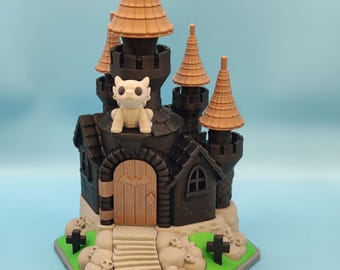 Transylvania Castle 3D Print – Haunted Gothic Miniature with Gargoyle – Spooky Cute Decor – Halloween Tabletop Ornament
