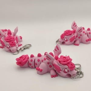 Chibi Rose Dragon Keychain | 3D Printed Articulated Charm