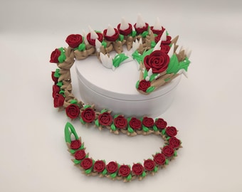 Large Rose Dragon, Articulating Dragon, Multiple rose color options