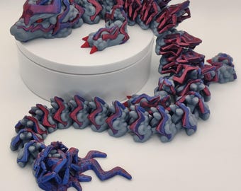 Storm Dragon, Lightning Dragon, Articulating Dragon, 3D Printed Fidget Toy