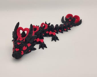 Dark Heart Dragon, Baby Dragon, Articulating Dragon, 3D Printed Fidget Toy