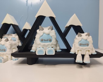 Yeti with Mountain Shelf, Articulating Yeti, 3D Printed Fidget Toy