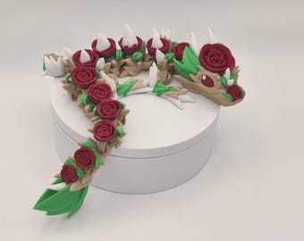 Baby Rose Dragon, Flower Dragon, Articulating Dragon, 3D Printed Fidget Toy