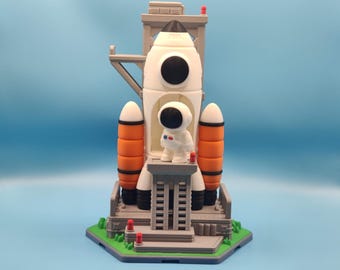 Toy Spaceship Playset with Astronaut Figure - 3D Printed Rocket