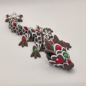 Gingerbread Dragon Baby, Cookie Dragon Baby, Articulating Dragon, 3D Printed Fidget Toy