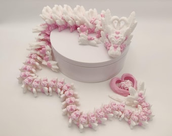 Light Heart Dragon – Articulated 3D Printed Flexi Dragon Fidget Toy, Fantasy Gift