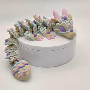 9" Baby Easter Egg Cookie Dragon, Articulating Dragon, 3D Printed Fidget Toy