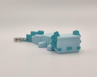 3D Printed Blocky Axolotl Keychain | Articulated Fidget Axolotl Toy | Cute Axolotl Gift