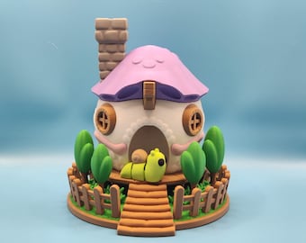 3D Printed Fairy Mushroom House with Snail Garden Decor