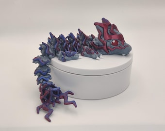 Baby Storm Dragon, Lightning Dragon, Articulating Dragon, 3D Printed Fidget Toy