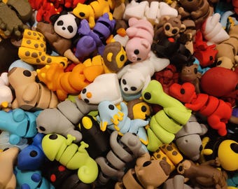 Mini Articulated Animals Mystery Pack | 3D Printed Fidget Pets | Random Surprise Animals | Cute Desk Toy | Made in USA