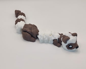 3D Printed Hot Cocoa Ferret Figurine in Brown and White