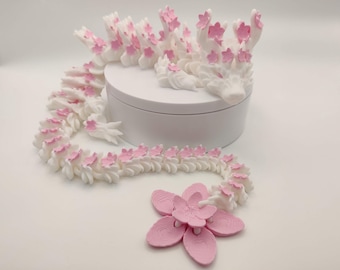 Cherry Blossom 3D Printed Dragon, Flower Dragon, Spring Dragon, Articulating Dragon, Flexi Dragon, 3D Printed Fidget Toy